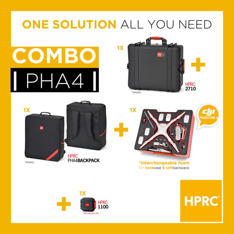 COMBO - HPRC2710 + SOFT BAG FOR DJI Phantom4 /4Pro/4Pro+ (INTERCHANGEABLE FOAM)