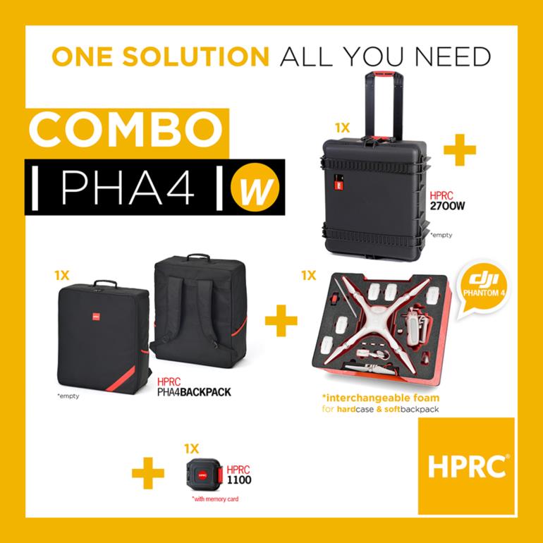 COMBO - HPRC2700W + SACOCHE SOUPLE DJI 4 / 4 Pro / 4 Pro+ (MOUSSE INTERCHANGEABLE)